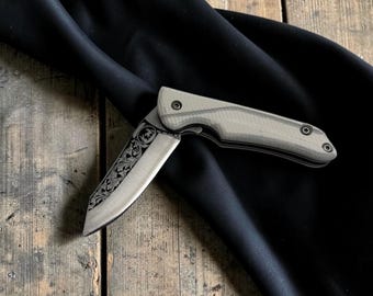 Taschenmesser Klappmesser - Handgefertigt, Edelstahl - Spezielles Design Weißes Messer