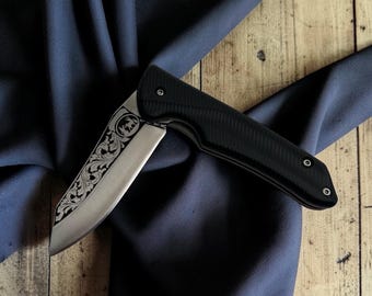 Taschenmesser Klappmesser - Handgefertigt, Edelstahl - Spezielles Design Schwarzes Messer
