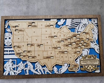 NHL Hockey Stadium Travel Map, Hockey Fan Gift