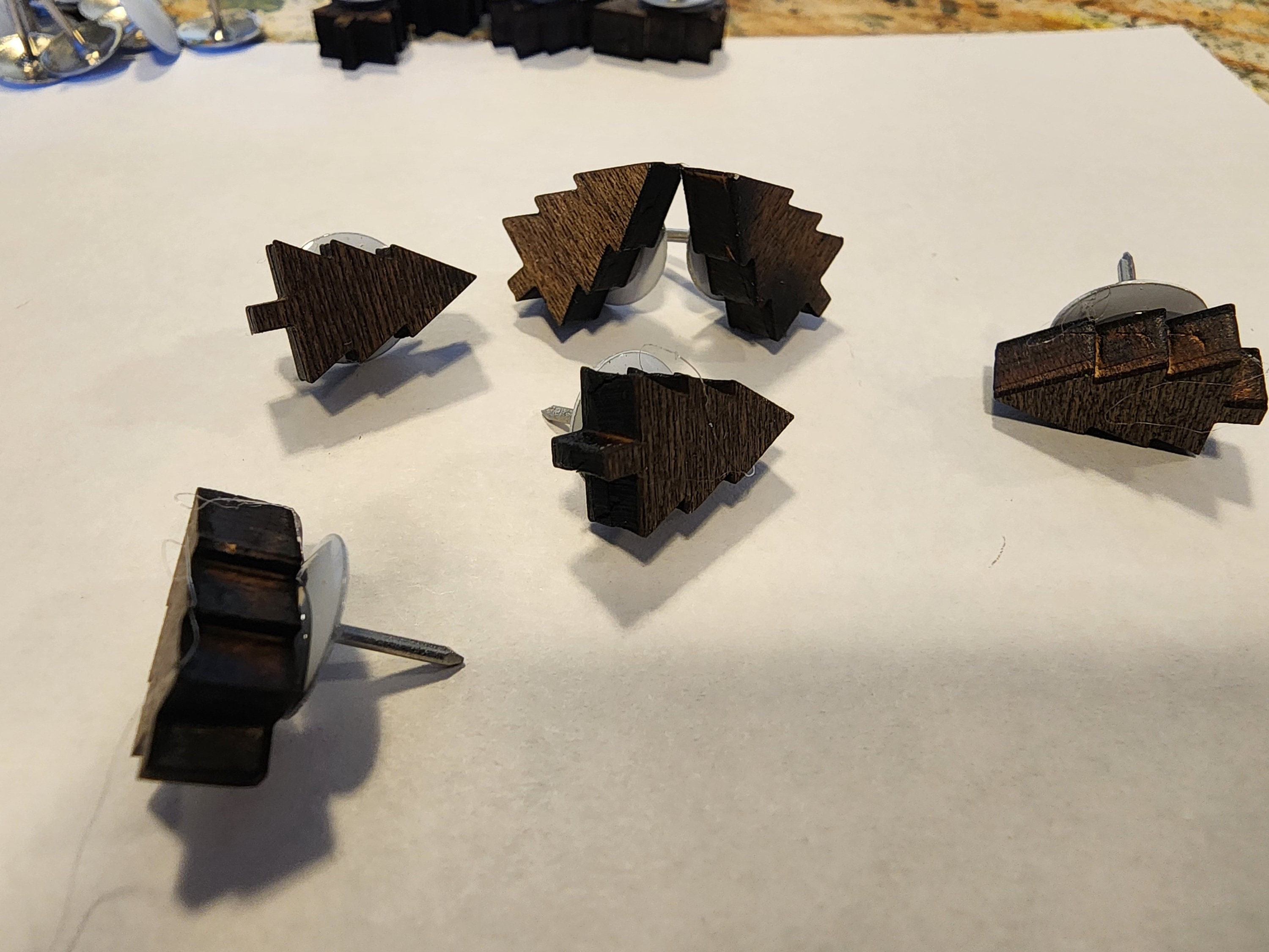 Wooden Push Pins, Tree Push Pines, Pine Tree Push Pins, Pawprint Push