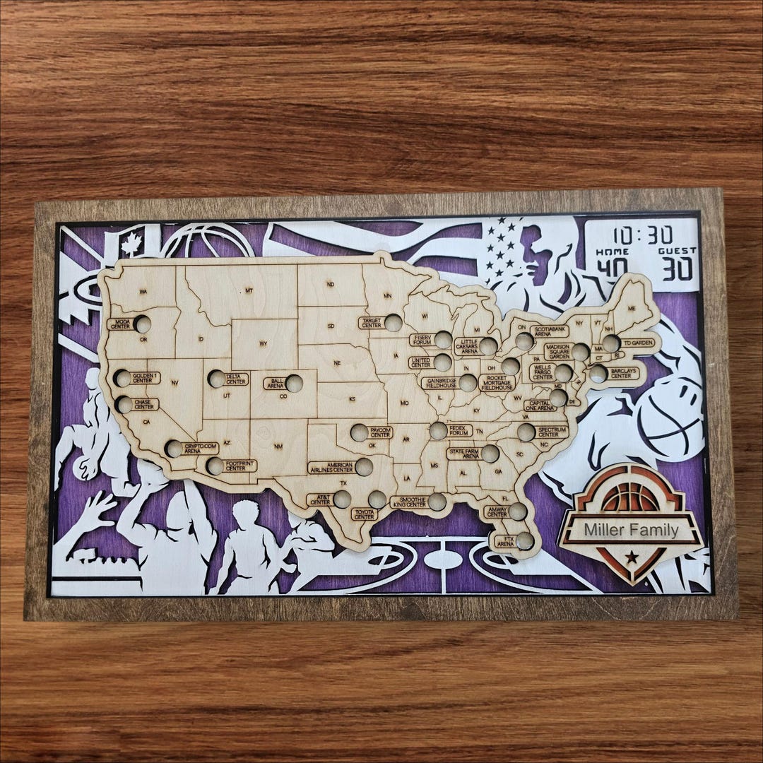 NBA Stadium Travel Map, Basketball Gift - Etsy