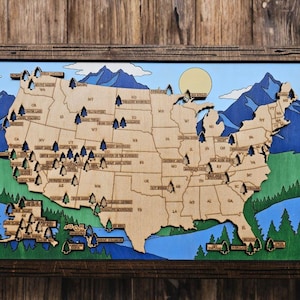 National Park Travel Map, National Parks Marker, US Travel Map, travel home decor, wedding gift, national parks, graduations gift,
