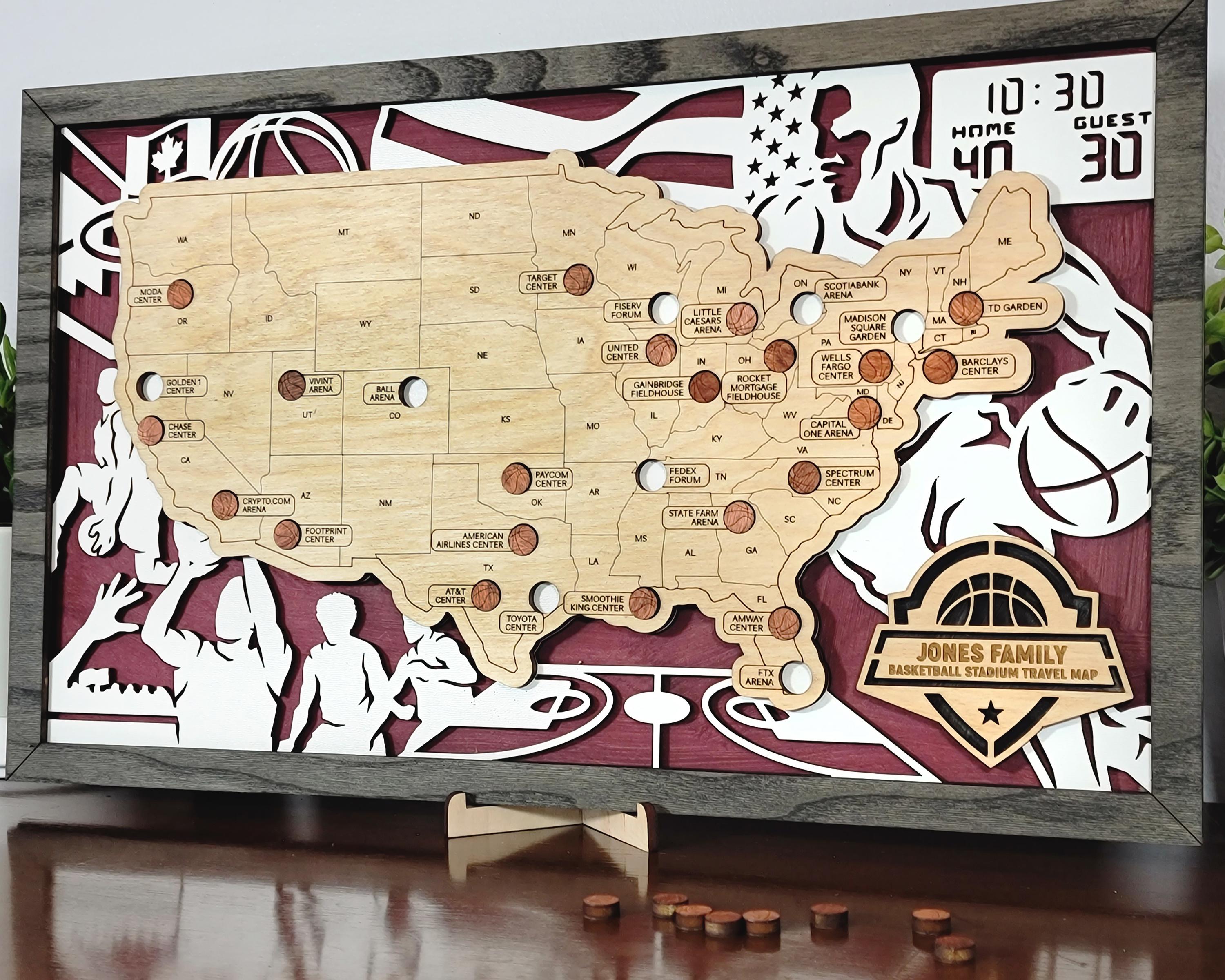Nba Store Map NBA Stadium Travel Map, Basketball Gift - Etsy