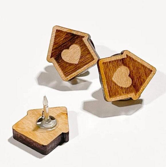 Wooden Push Pins, Tree Push Pines, Pine Tree Push Pins, Pawprint Push