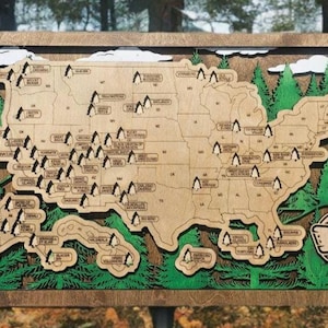 Mapa de viaje personalizado de los Parques Nacionales de EE. UU. / Regalo para autocaravana / Regalo para el 5.º aniversario / Regalo para excursionistas / Regalo de jubilación / Mapa personalizado de los Parques Nacionales