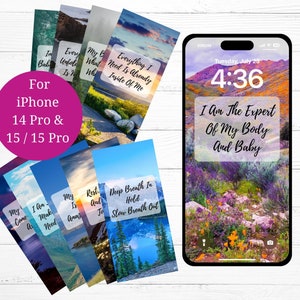 Afirmações de gravidez - Conjunto de 10 - Papéis de parede de tela de bloqueio - para iPhone 14 Pro, 15 e 15 Pro - 1179 x 2556 pixels