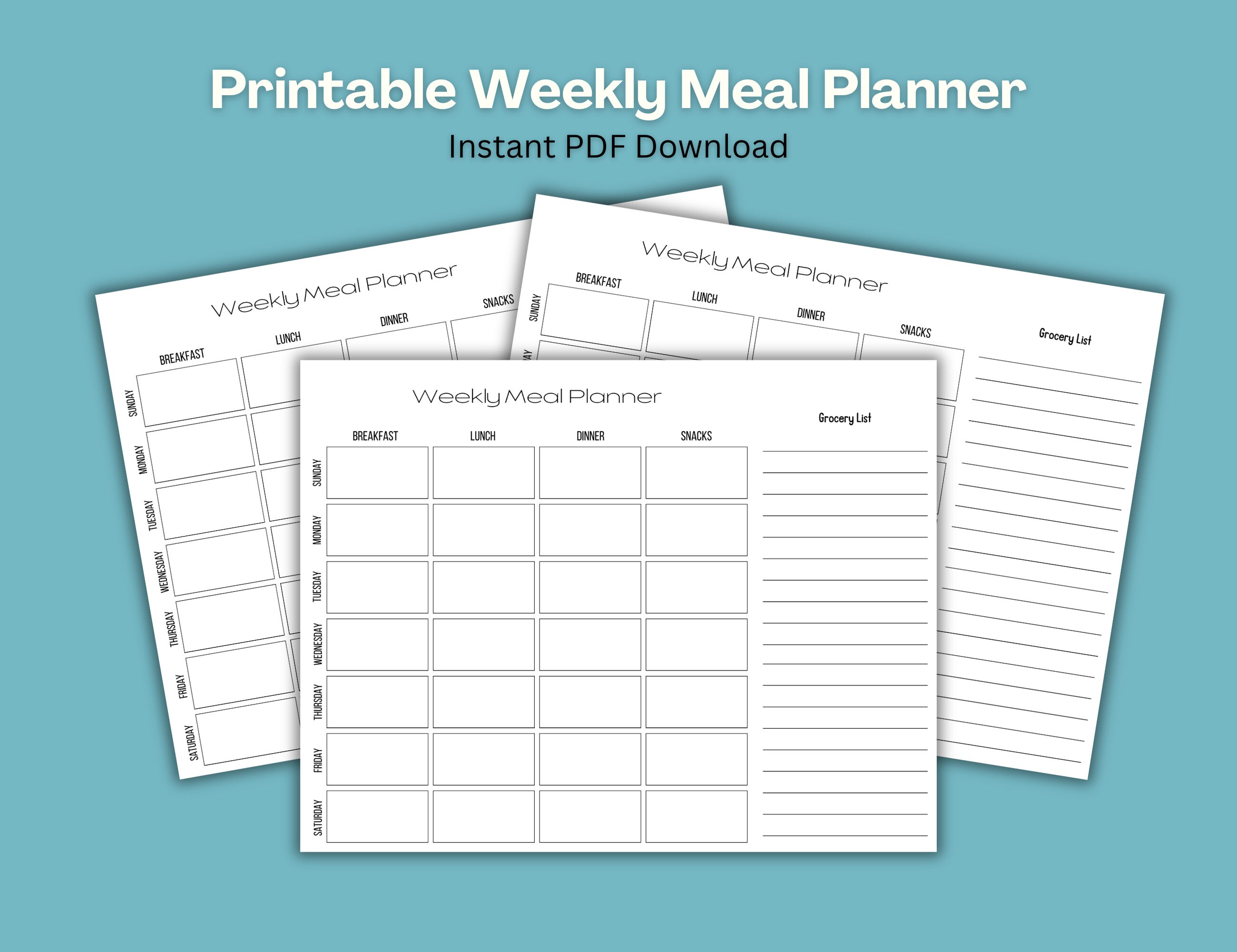 Printable Weekly Meal Planner Detailed, Organize Meals & Shopping Etsy