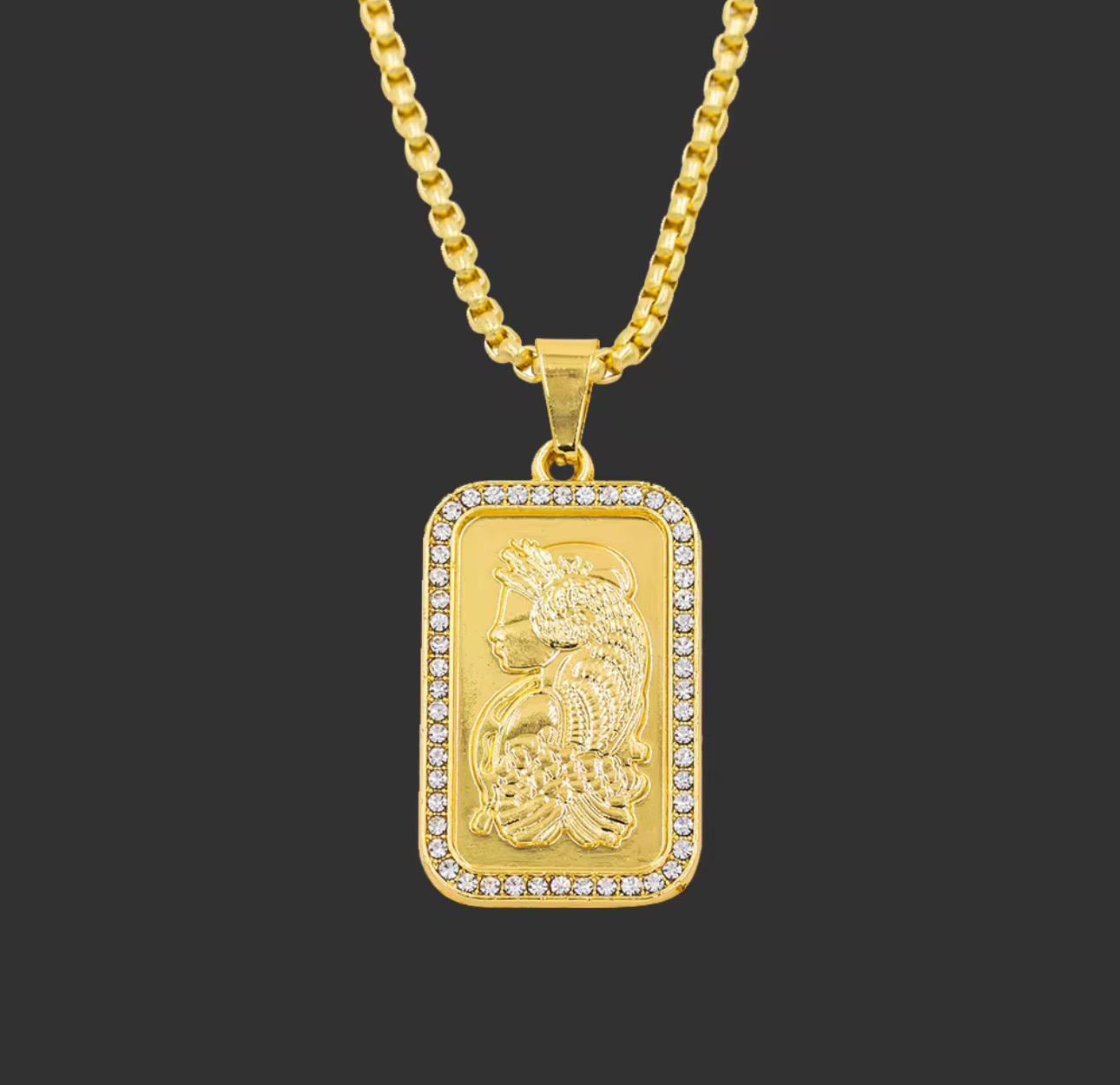 NEW… Goldplated Replica of Suisse Ounce Gold Bar With Diamond