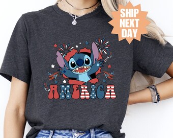 Disney Stitch America Shirt, Funny Disney Shirt, Disneyland T-Shirt, Stitch Disney Shirt, Disney T-Shirt, Stitch Gift Shirt, Lilo And Stitch