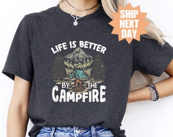 Life Is Better Around The Campfire T-Shirt, Funny Camping Shirt, Camping Trip Matching T-Shirts, Girls Weekend Shirt, Retro Camping T-Shirt