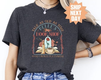 Chemise café-bibliothèque de la Belle, cadeau pour amoureux des livres, histoire ancienne, cadeau bibliothécaire pour amateur de livres, librairie de la princesse Belle, princesse Disney Belle