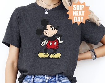 Camiseta clásica de Disney con pose de Mickey Mouse, camiseta vintage de Mickey, camiseta de vacaciones de Disneyland, camiseta retro de Disney, camiseta de Disneyworld