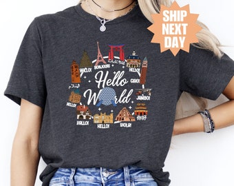 World Languages Hello Shirt, Hello World Shirt, World Traveler Shirt, Travel Lover Shirt, Disney Small World Hello T-Shirt, Family Vacation