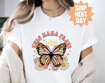 T-shirt Cette maman prie, chemise priez dessus, cadeau pour maman chrétienne, chemise fête des mères, chemise catholique, chemise Jésus, chemise religieuse, cadeau maman