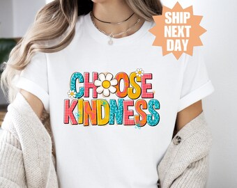 Elige la amabilidad, maestro, camiseta de amabilidad, camiseta con frase inspiradora, camiseta de ser amable, camiseta de flores, camiseta de amabilidad para maestros, frase positiva