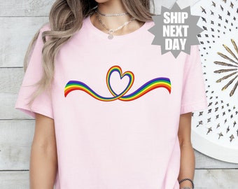 LGBTQ T-Shirt, Pride T-Shirt, Transgender Rainbow, LGBTQ Pride T-Shirt, Love is Love Rainbow T-Shirt, LGBTQ Rainbow Heart Symbol T-Shirt