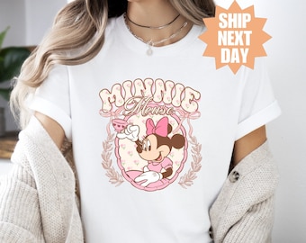 Camiseta de Minnie del castillo de Disney, camiseta vintage de té rosa de Minnie Mouse, camiseta de Minnie Mouse, regalo para un ser querido, camiseta con orejas de Minnie, camiseta de Disneyland