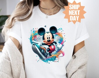 Camiseta de Mickey y Minnie con acuarela, camiseta de Mickey Disney, linda camiseta de Mickey Mouse, camiseta de la familia Disney, Magic Kingdom, personajes de Disney