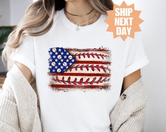 USA Baseball Softball Flag Grunge Shirt, Baseball 4th of July Shirt, American Flag Baseball Shirt,  Baseball Player Shirt, Baseball Player