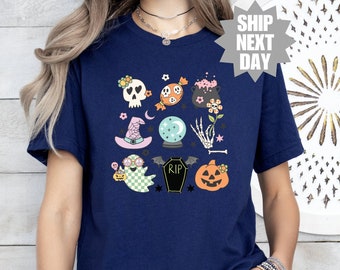 Cute Halloween Ghosts T-Shirt, Retro Halloween T-Shirt, Halloween Matching T-Shirt, Halloween T-Shirt, Cute Halloween Characters T-Shirt,