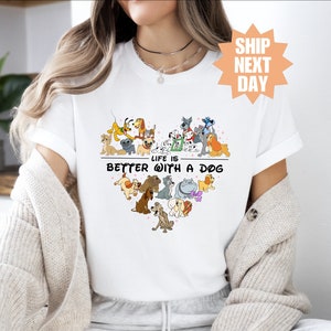Disney Dogs T-Shirt, Life Is Better With A Dog T-Shirt, Dalmatians, Dog Lover Gift, Dog Lover Shirt, Retro Cartoon Shirt, Gift For Dog Owner