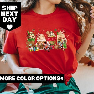 Cute Disney Mickey Minnie Pluto Christmas Coffee T-shirt Sweatshirt, All Disney Characters Christmas Shirt, Disney Friends Christmas Shirt