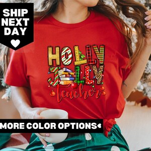 Holly Jolly Lehrer Shirt, Lehrer Weihnachten Pullover, Weihnachtsgeschenk für Lehrer, Lehrer Urlaub Shirt, Lehrer Weihnachten Shirt