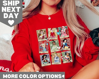 Disney Princess All Characters Group Take Photos T-shirt świąteczny, koszulka świąteczna z księżniczkami, koszulka świąteczna Vintage Disney Princess