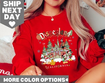 Retro kerstshirt Disneyland Est 1955 Californië, Disneyland-shirt, retro Disney-shirt, vintage Disney-shirt, vintage Disneyland-shirt