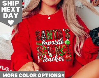 Lärarjulskjorta, julklapp till lärare, rolig jullärare-t-shirt, jultomtens favoritlärare, lärarjulskjorta