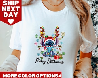 Stitch Christmas Shirt,  Merry Stitchmas Shirt, Disney Christmas Shirt, Retro Merry Stitchmas Shirt, Retro Stitch Christmas Lights Shirt