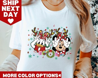 Camiseta navideña de Minnie y Daisy, camiseta navideña de mejores amigas Minnie y Daisy, camiseta navideña de mejores amigas de Disney, Disneyland, camiseta de niñas de Disney