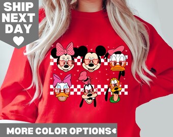 Camiseta de Mickey y sus amigos de Disney para San Valentín, sudadera con el mensaje "Love Valentine" de Disney Mickey y Minnie, camiseta de Mickey y Minnie para el día de San Valentín de Disney