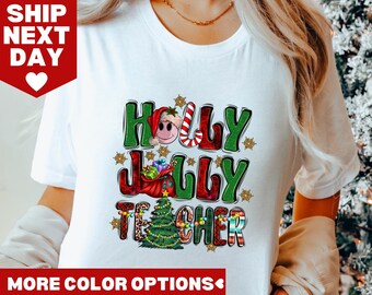 Holly Jolly lärartröja, lärarjultröja, lärarhelgskjorta, högtidslärartröja, jullärartröja