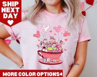 Bluza z nadrukiem Toy Story Walentynkowa, Koszulka z nadrukiem Myszki Miki Toy Story Balon Szczęśliwych Walentynek, Bluza z nadrukiem Postacie z filmu Toy Story Walentynkowa