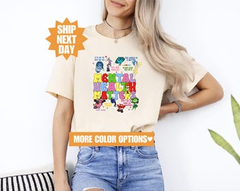 Maglietta Disney Inside Out, Camicia Inside Out Mental Health Matters, Camicia per logopedia, Camicia di gruppo di personaggi interni, Camicia per sensazioni emotive