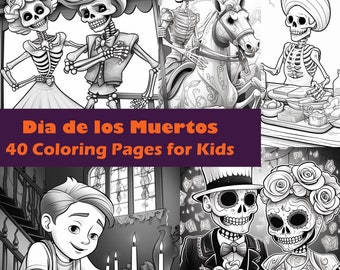 May include: A set of 40 coloring pages featuring Día de los Muertos themes. The pages include images of skeletons, flowers, and other traditional symbols.  The pages are perfect for kids who want to learn about this Mexican holiday.