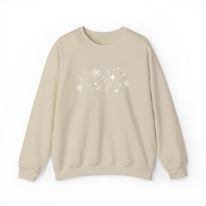 Embroidered Snowflake Sweatshirt, Cozy Christmas Top, Holiday Crewneck Pullover, Festive Snow Sweater, Winter Wonderland Embroidery Shirt image 4