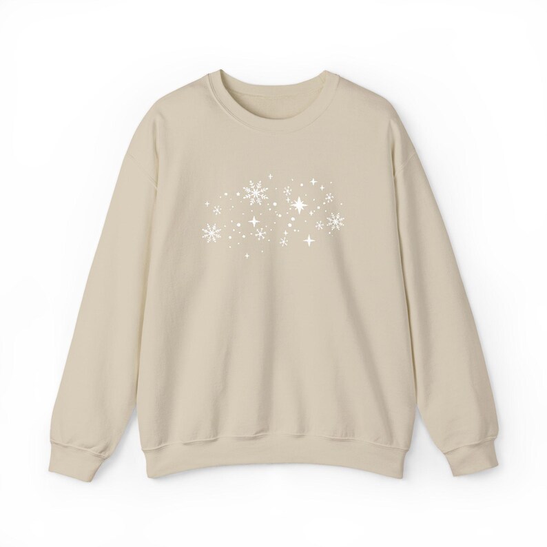 Embroidered Snowflake Sweatshirt, Cozy Christmas Top, Holiday Crewneck Pullover, Festive Snow Sweater, Winter Wonderland Embroidery Shirt image 4