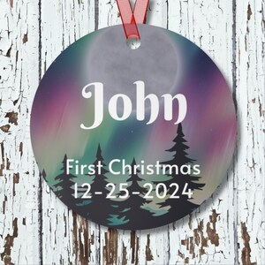 Personalized Baby Northern Lights Ornament, Custom First Christmas Aurora Borealis Ornament for Baby, Gift for New Parents