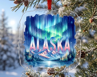 Alaska Northern Lights Acrylic Ornament | Aurora Scenic Ornament