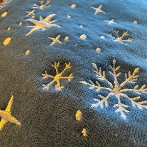 Embroidered Snowflake Sweatshirt, Cozy Christmas Top, Holiday Crewneck Pullover, Festive Snow Sweater, Winter Wonderland Embroidery Shirt image 3