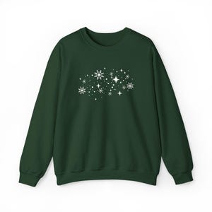 Embroidered Snowflake Sweatshirt, Cozy Christmas Top, Holiday Crewneck Pullover, Festive Snow Sweater, Winter Wonderland Embroidery Shirt image 6