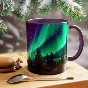 Aurora Borealis Kaffeetasse (11 Unzen und 15 Unzen) - Lebendige Nordlicht Akzent Tasse, perfektes Geschenk für Naturliebhaber, Alaska Souvenir Geschenke