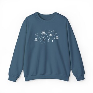 Embroidered Snowflake Sweatshirt, Cozy Christmas Top, Holiday Crewneck Pullover, Festive Snow Sweater, Winter Wonderland Embroidery Shirt image 8