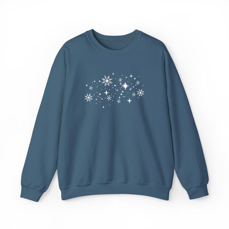 Embroidered Snowflake Sweatshirt, Cozy Christmas Top, Holiday Crewneck Pullover, Festive Snow Sweater, Winter Wonderland Embroidery Shirt image 8