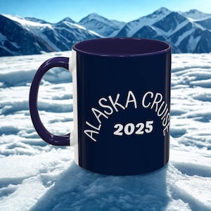 Custom Alaska Cruise Coffee Mug, Northern Lights Alaskan State Hot Chocolate Cup, Cruise Gifts for Travelers, Personalized Aurora Borealis