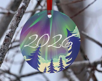Custom Year Northern Lights Ornament, Personalized Aurora Borealis Tree Decoration, Alaskan Northern Lights Festive Decor, Customized Gift