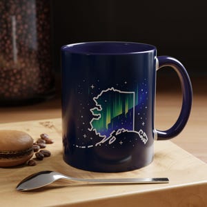Custom Alaska Cruise Coffee Mug, Northern Lights Alaskan State Hot Chocolate Cup, Cruise Gifts for Travelers, Personalized Aurora Borealis