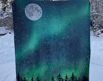 Northern Lights Crushed Velvet Blanket, Soft and Fuzzy Aurora Borealis Throw Blanket